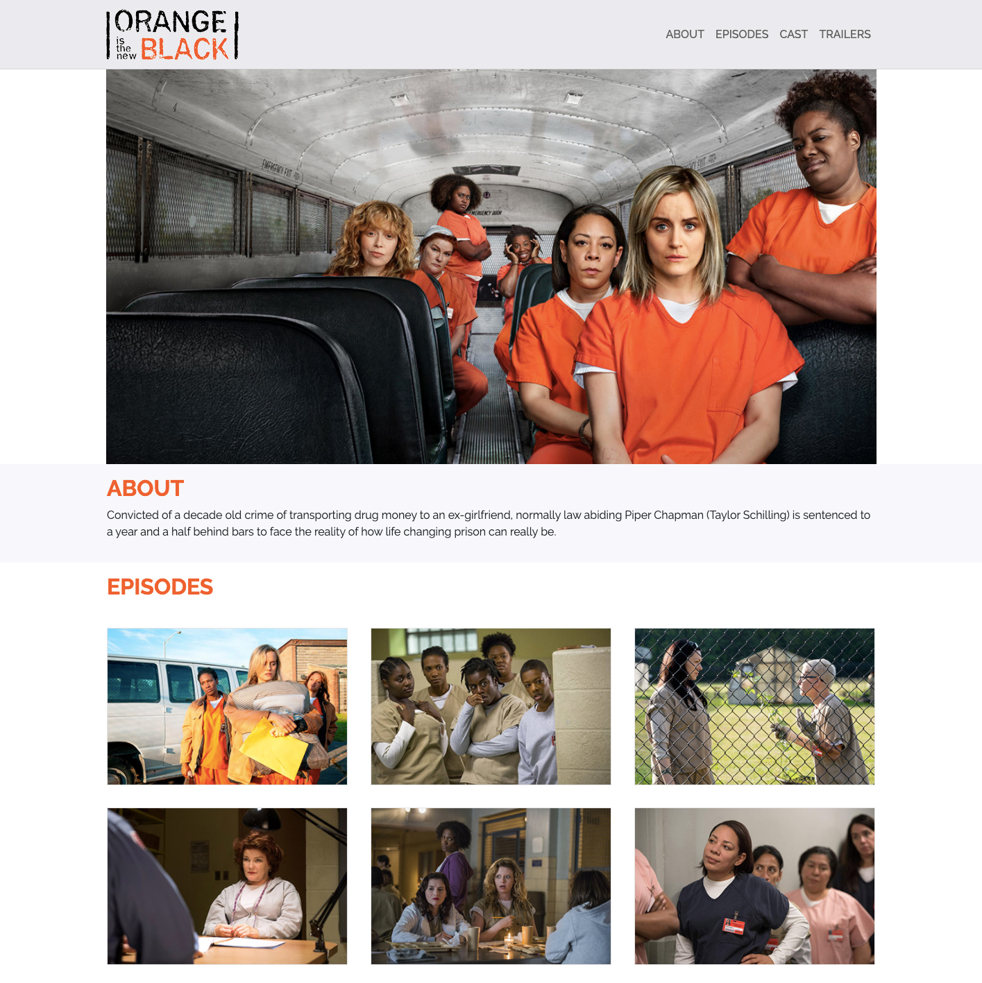 Landing pages Orange Is the New Black and Jessica Jones