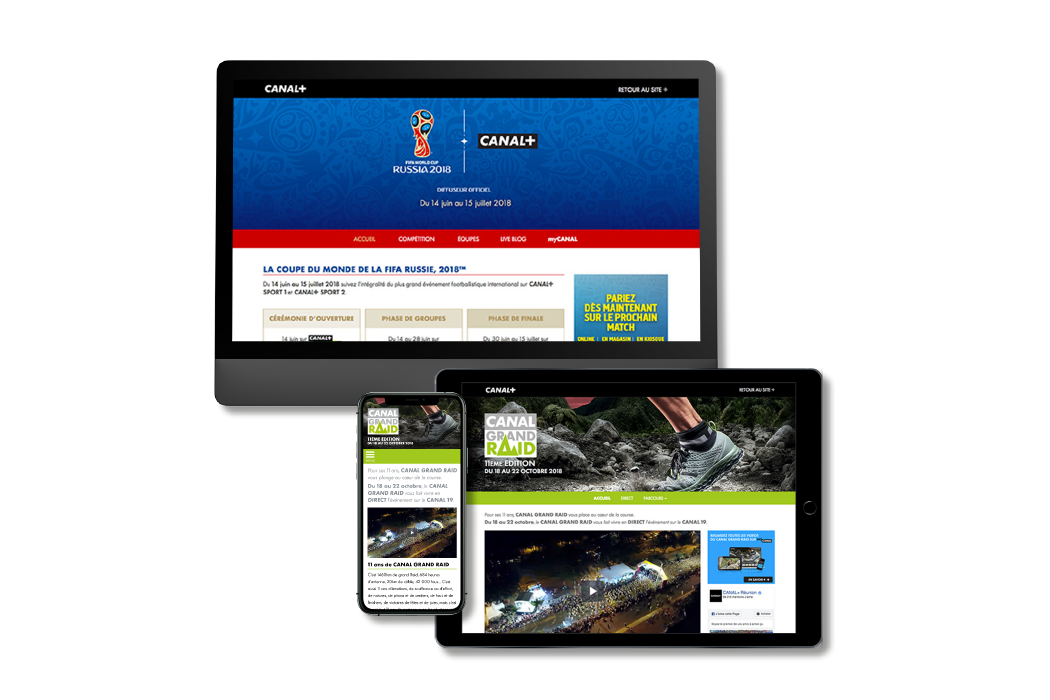 Mini-sites Coupe du Monde de la FIFA, Russie 2018™ et CANAL Grand Raid pour CANAL+